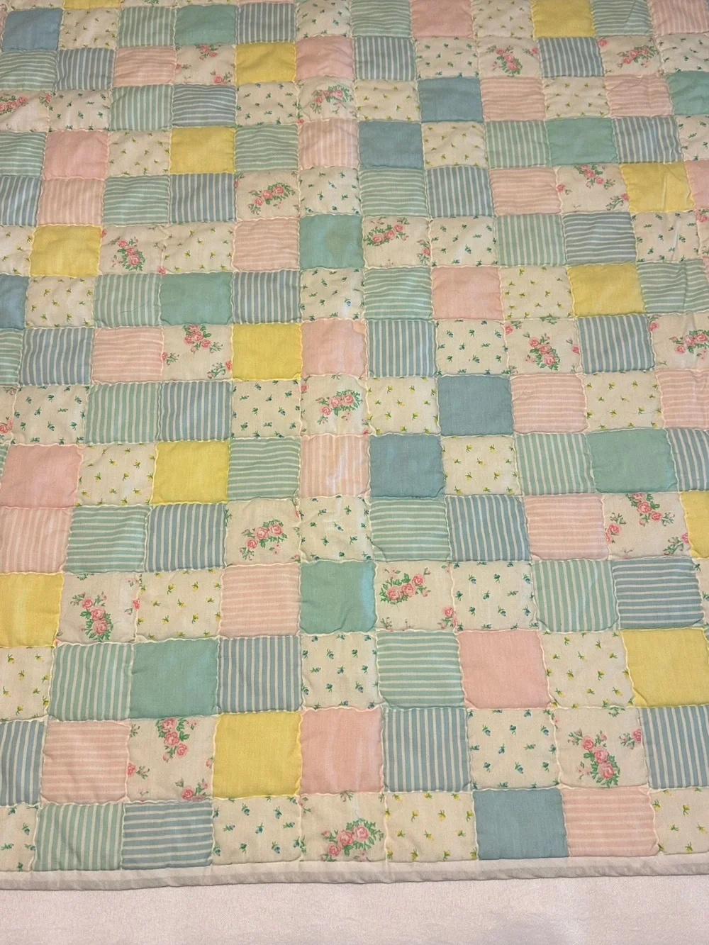 Pastel Patchwork Baby Quilt - Multi Pastel Color crib blanket